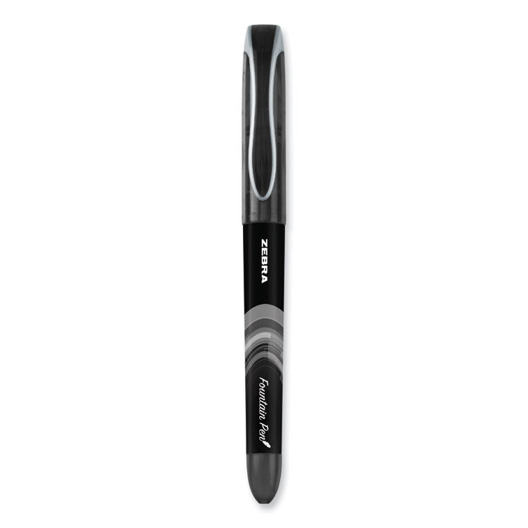 Zebra® Fountain Pen, Fine 0.6 mm, Black Ink, Black/Gray Barrel, 12/Pack (ZEB48310) 1 Dozen