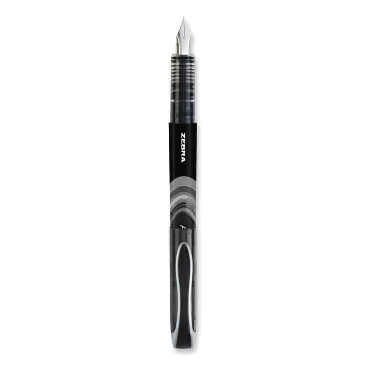 Zebra® Fountain Pen, Fine 0.6 mm, Black Ink, Black/Gray Barrel, 12/Pack (ZEB48310) 1 Dozen