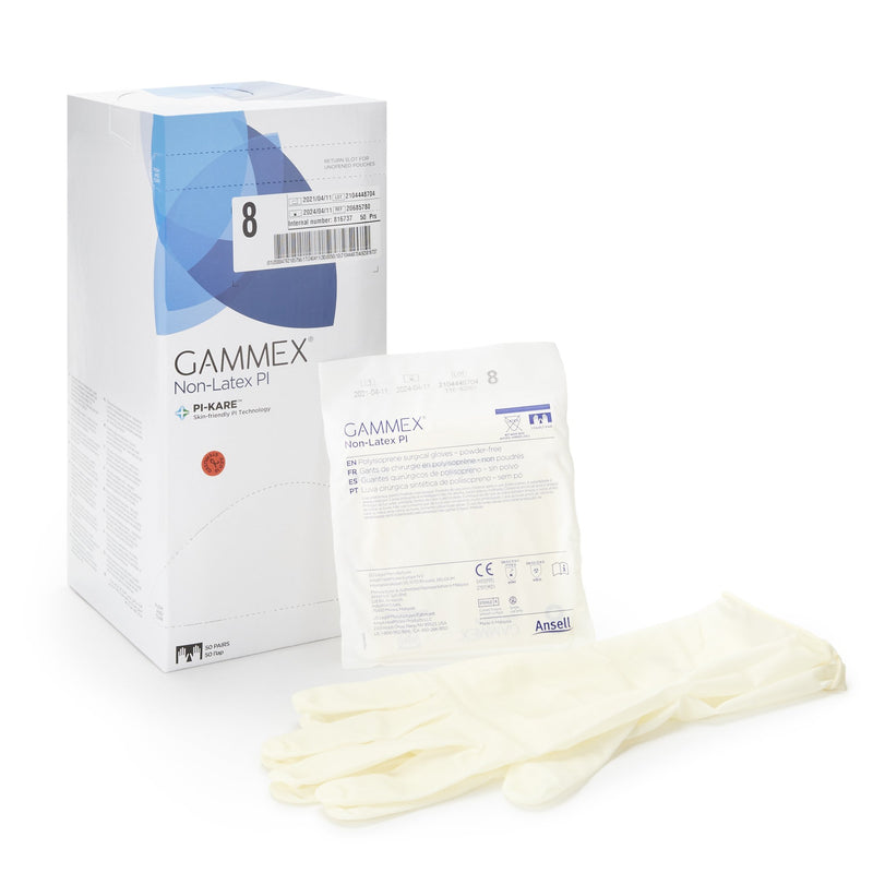 GAMMEX® Non-Latex PI Surgical Glove Size 8 Sterile Polyisoprene Standard Cuff Length Micro-Textured White Chemo Tested (765480_BX) 50/BX