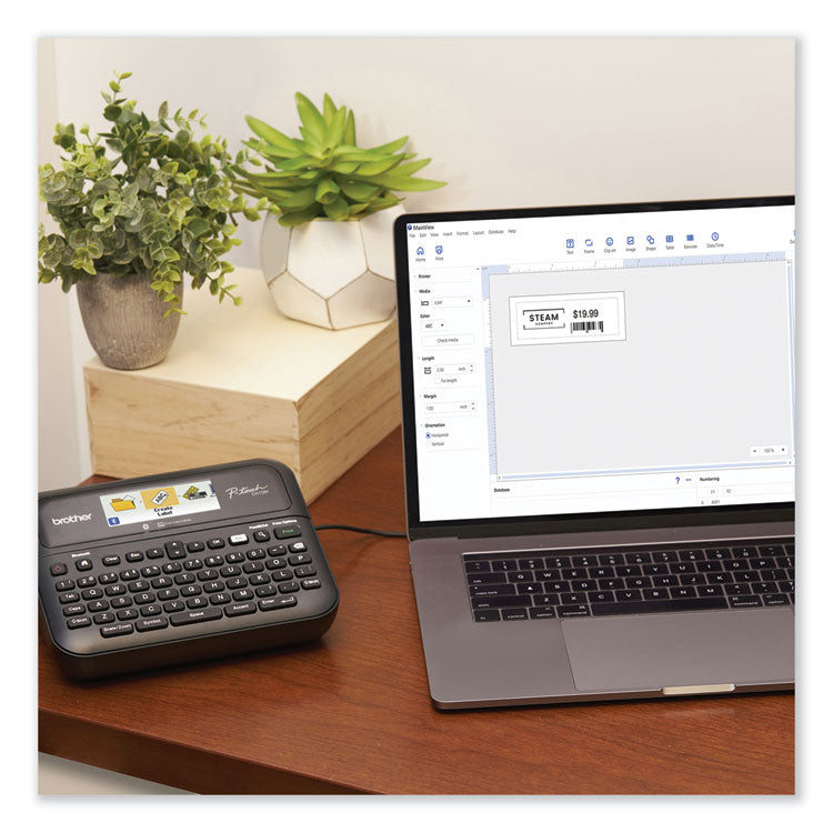 Brother P-Touch® D-610BTVP Connected Label Maker with Color Display, 30 mm/s Print Speed, 14.2 x 6 x 13.3 (BRTPTD610BTVP)