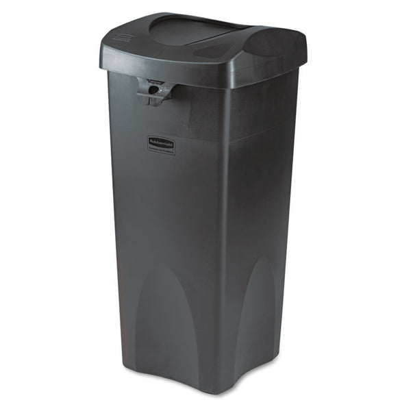 Rubbermaid® Commercial Swing Top Lid for Untouchable Recycling Center, 16" Square, Black (RCP268988BK)