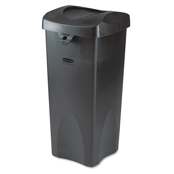 Rubbermaid® Commercial Swing Top Lid for Untouchable Recycling Center, 16" Square, Black (RCP268988BK) Each