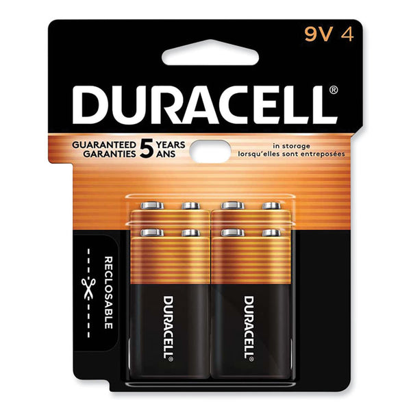 Duracell® CopperTop Alkaline 9V Batteries, 4/Pack (DURMN16RT4Z) Pack of 4