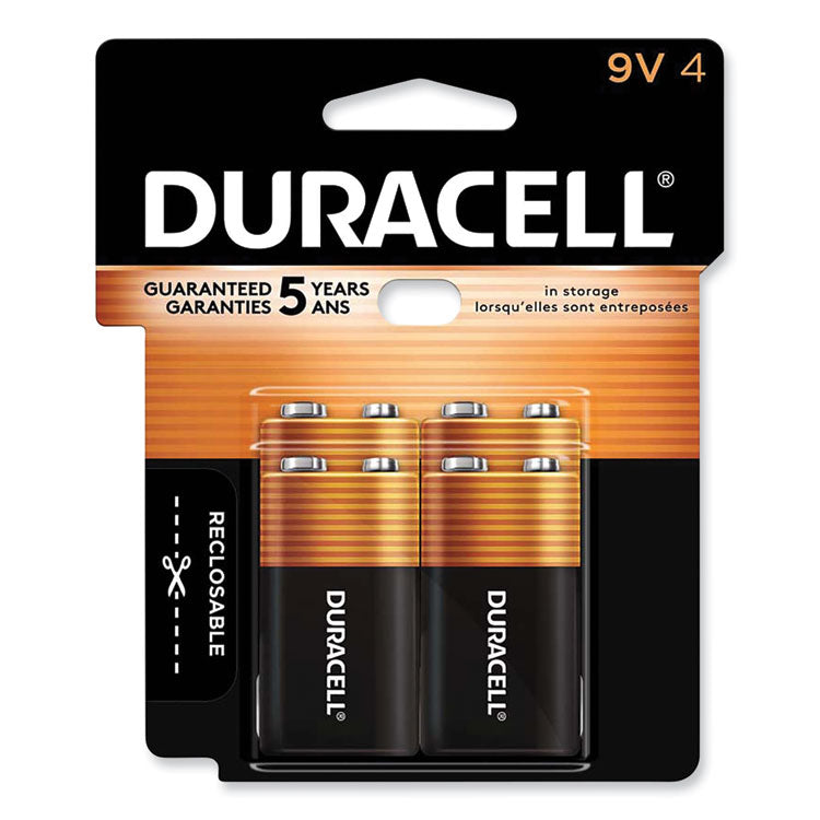 Duracell® CopperTop Alkaline 9V Batteries, 4/Pack (DURMN16RT4Z) Pack of 4