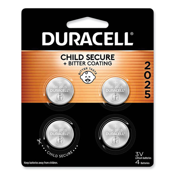 Duracell® Lithium Coin Batteries With Bitterant, 2025, 4/Pack (DURDL2025B4PK) Each