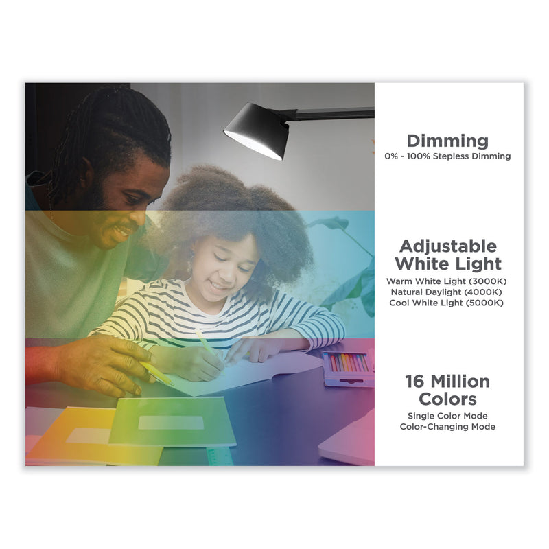 BLACK+DECKER PureOptics Verve Designer Series LED Desk Lamp with Clamp Base, 13.58" High, Black (BOSLED2200CLBK) Each