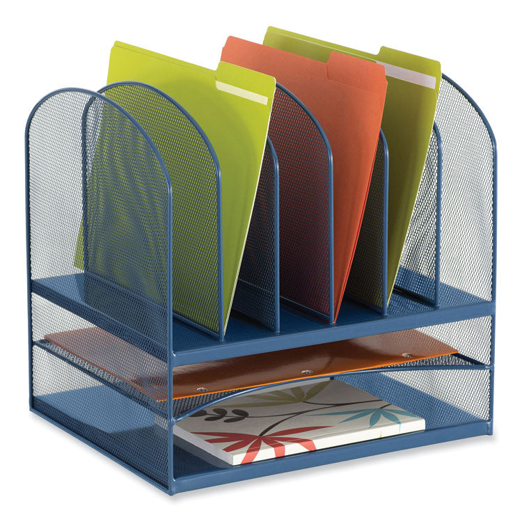 Safco® Onyx Desk Organizer w/Two Horizontal and Six Upright Sections, Letter Size, 13.25x11.5x13, Blue, Ships in 1-3 Business Days (SAF3255BU) Each