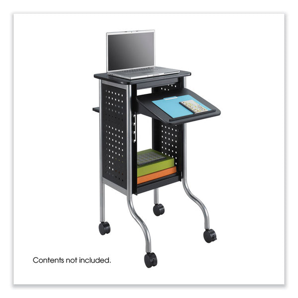 Safco® Scoot Presentation Cart, 50 lb Capacity, 4 Shelves, 21.5" x 30.25" x 40.5", Black, Ships in 1-3 Business Days (SAF8945BL) Each