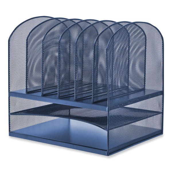 Safco® Onyx Desk Organizer w/Two Horizontal and Six Upright Sections, Letter Size, 13.25x11.5x13, Blue, Ships in 1-3 Business Days (SAF3255BU) Each