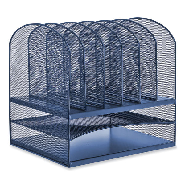 Safco® Onyx Desk Organizer w/Two Horizontal and Six Upright Sections, Letter Size, 13.25x11.5x13, Blue, Ships in 1-3 Business Days (SAF3255BU) Each