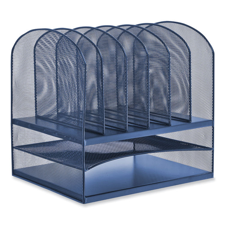 Safco® Onyx Desk Organizer w/Two Horizontal and Six Upright Sections, Letter Size, 13.25x11.5x13, Blue, Ships in 1-3 Business Days (SAF3255BU) Each