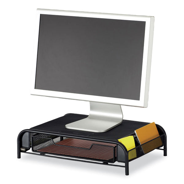 Safco® Powered Onyx Monitor Stand, 18.25" x 11.75" x 4.5", Black, Ships in 1-3 Business Days (SAF3230BL) Each