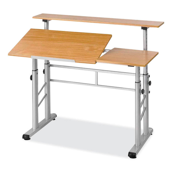 Safco® Height-Adjust Split Level Drafting Table, Rectangular/Square, 47.25x29.75x26 to 37.25, Medium Oak, Ships in 1-3 Business Days (SAF3965MO)