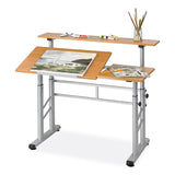 Safco® Height-Adjust Split Level Drafting Table, Rectangular/Square, 47.25x29.75x26 to 37.25, Medium Oak, Ships in 1-3 Business Days (SAF3965MO)
