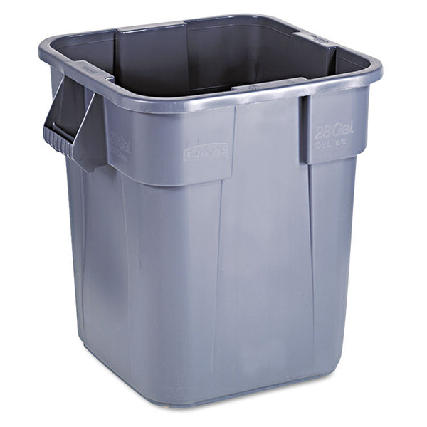 Rubbermaid® Commercial Square Brute Container, 28 gal, Polyethylene, Gray (RCP352600GY)