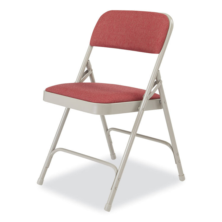 NPS® 2200 Series Fabric Dual-Hinge Premium Folding Chair, Supports 500lb, Cabernet Seat/Back,Gray Base,4/CT, Ships in 1-3 Bus Days (NPS2208) Case of 4