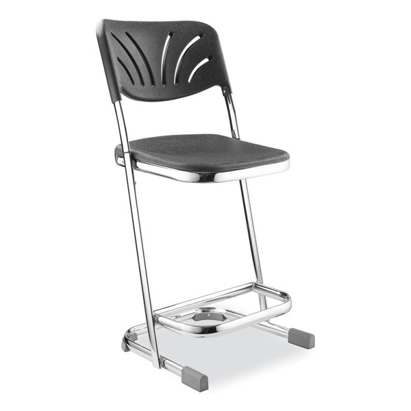 NPS® 6600 Series Elephant Z-Stool With Backrest, Supports 500 lb, 22" Seat Ht, Black Seat/Back, Chrome Frame,Ships in 1-3 Bus Days (NPS6622B) Each