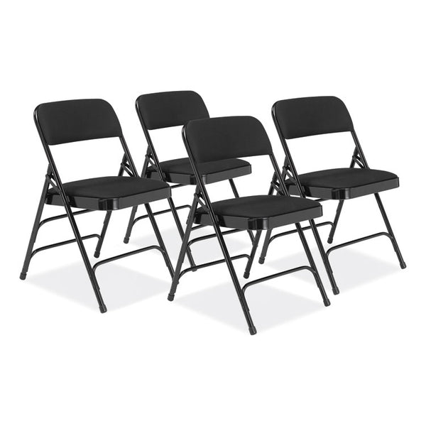 NPS® 2300 Series Fabric Upholstered Triple Brace Premium Folding Chair, Supports 500lb, Midnight Black, 4/CT,Ships in 1-3 Bus Days (NPS2310)