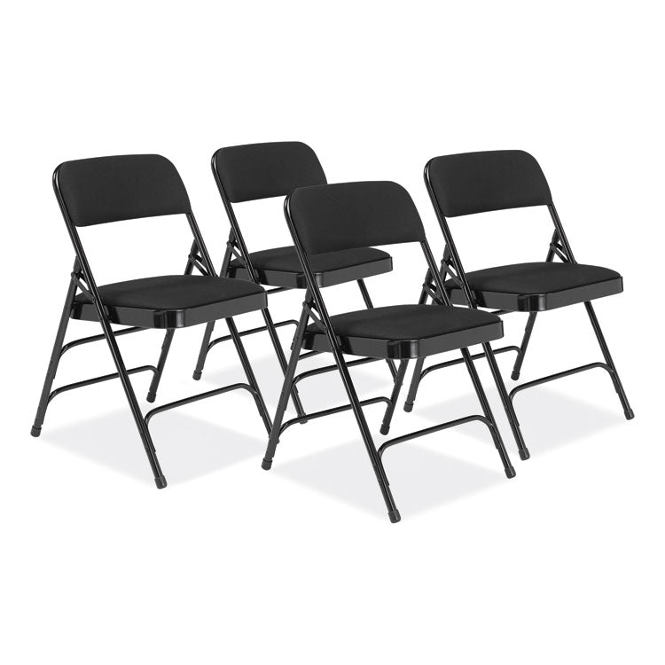 NPS® 2300 Series Fabric Upholstered Triple Brace Premium Folding Chair, Supports 500lb, Midnight Black, 4/CT,Ships in 1-3 Bus Days (NPS2310) Case of 4