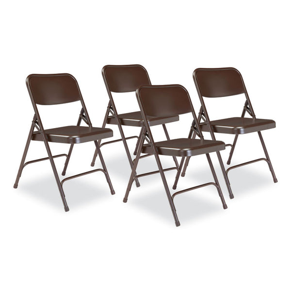 NPS® 200 Series Premium All-Steel Double Hinge Folding Chair, Supports 500 lb, 17.25" Seat Ht, Brown, 4/CT, Ships in 1-3 Bus Days (NPS203)