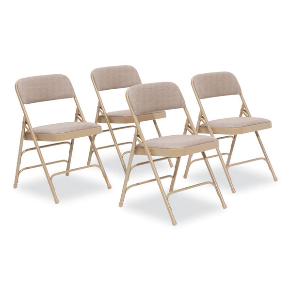 NPS® 2300 Series Fabric Triple Brace Double Hinge Premium Folding Chair, Supports 500 lb, Cafe Beige, 4/CT, Ships in 1-3 Bus Days (NPS2301)