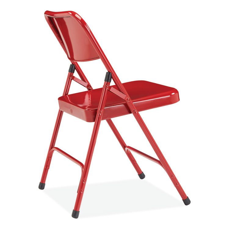 NPS® 200 Series Premium All-Steel Double Hinge Folding Chair, Supports 500 lb, 17.25" Seat Height, Red, 4/CT,Ships in 1-3 Bus Days (NPS240) Case of 4