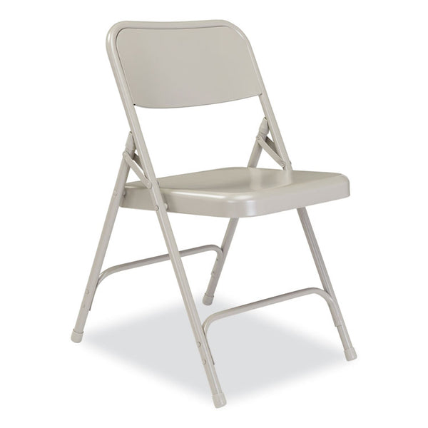 NPS® 200 Series Premium All-Steel Double Hinge Folding Chair, Supports 500 lb, 17.25" Seat Ht, Gray, 4/CT, Ships in 1-3 Bus Days (NPS202)