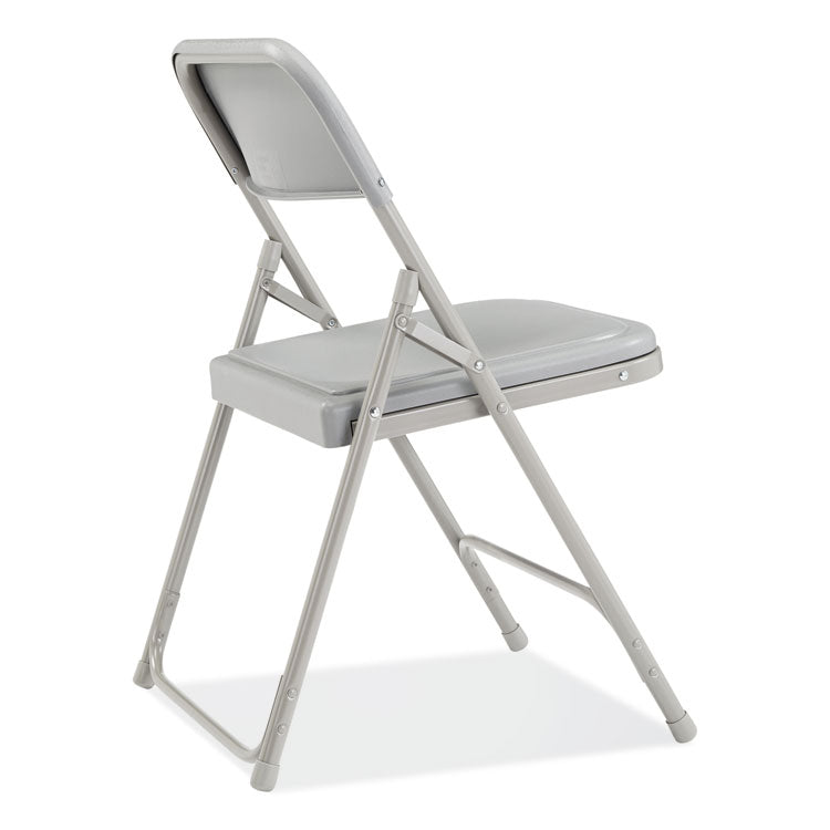 NPS® 800 Series Premium Plastic Folding Chair, Supports 500 lb, 18" Seat Ht, Gray Seat/Back, Gray Base, 4/CT,Ships in 1-3 Bus Days (NPS802) Case of 4