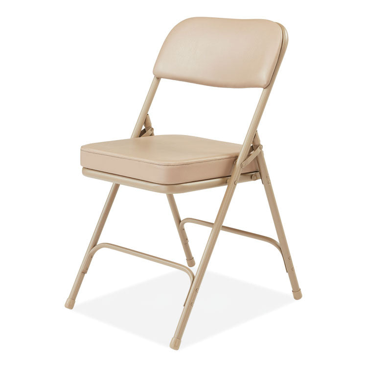 NPS® 3200 Series 2" Vinyl Upholstered Double Hinge Folding Chair, Supports 300lb, 18.5" Seat Ht, Beige, 2/CT,Ships in 1-3 Bus Days (NPS3201) Case of 2