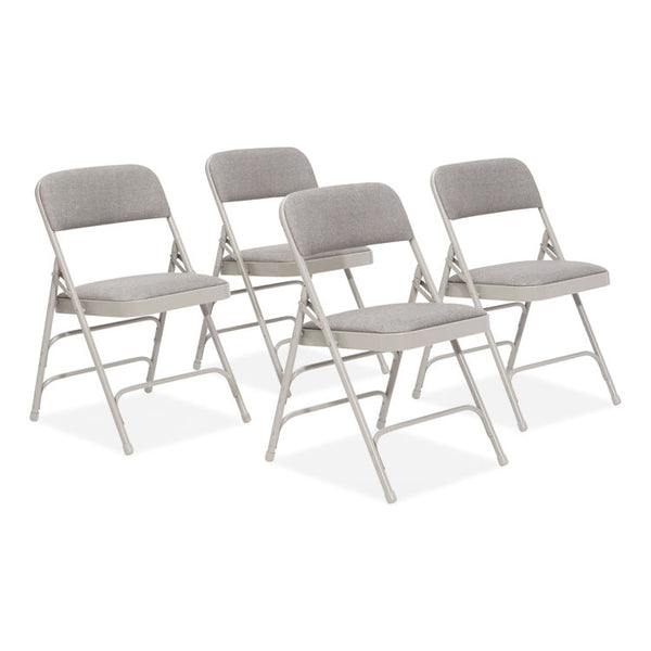 NPS® 2300 Series Fabric Triple Brace Double Hinge Premium Folding Chair, Supports 500 lb, Greystone, 4/CT, Ships in 1-3 Bus Days (NPS2302)