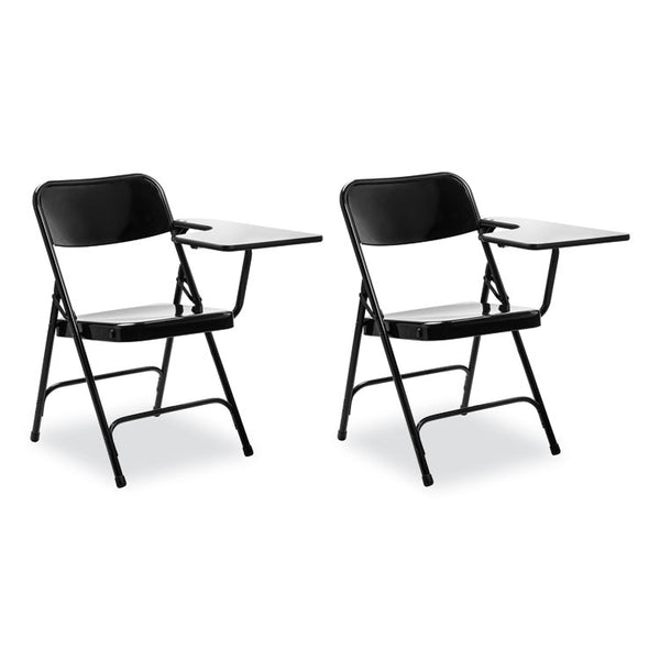 NPS® 5200 Series Left-Side Tablet-Arm Folding Chair, Supports 480 lb, 17.25" Seat Height, Black, 2/Carton, Ships in 1-3 Bus Days (NPS5210L)