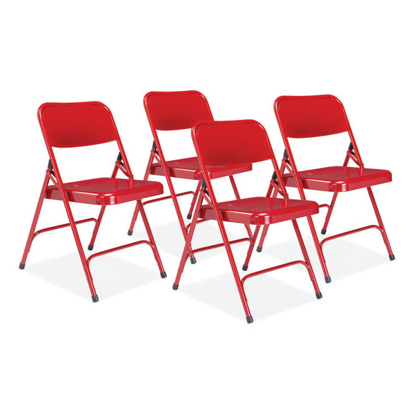 NPS® 200 Series Premium All-Steel Double Hinge Folding Chair, Supports 500 lb, 17.25" Seat Height, Red, 4/CT,Ships in 1-3 Bus Days (NPS240)