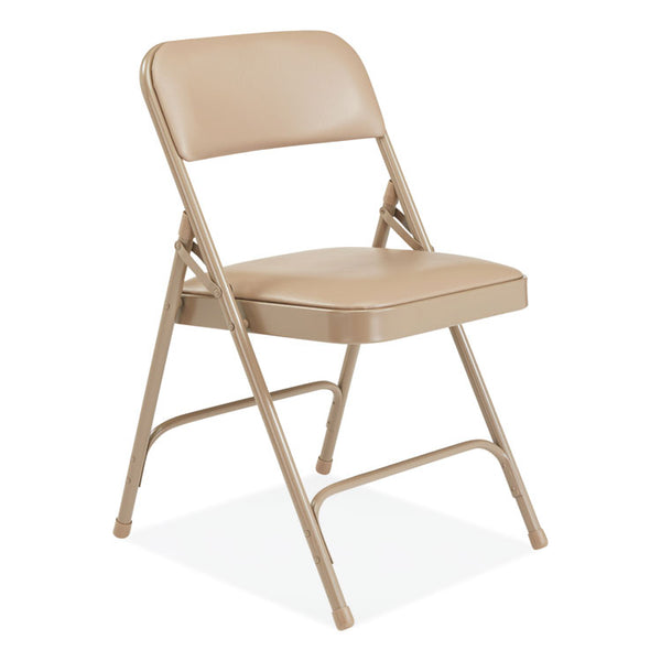 NPS® 1200 Series Premium Vinyl Dual-Hinge Folding Chair, Supports 500 lb, 17.75" Seat Ht, French Beige, 4/CT,Ships in 1-3 Bus Days (NPS1201)