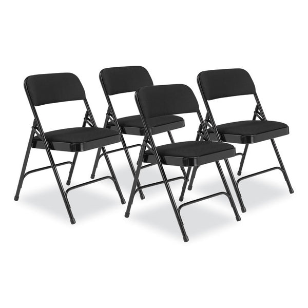 NPS® 2200 Series Fabric Dual-Hinge Folding Chair, Supports 500 lb, Midnight Black Seat/Back, Black Base,4/CT,Ships in 1-3 Bus Days (NPS2210)