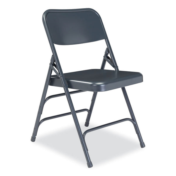 NPS® 300 Series Deluxe All-Steel Triple Brace Folding Chair, Supports 480 lb, 17.25" Seat Height, Blue, 4/CT,Ships in 1-3 Bus Days (NPS304)