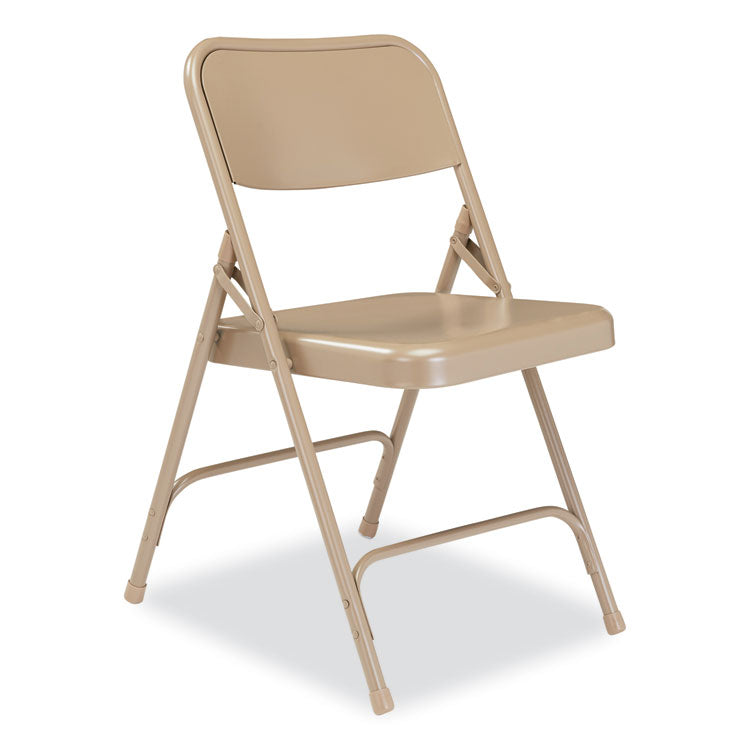 NPS® 200 Series Premium All-Steel Double Hinge Folding Chair, Supports 500 lb, 17.25" Seat Ht, Beige, 4/CT, Ships in 1-3 Bus Days (NPS201) Case of 4