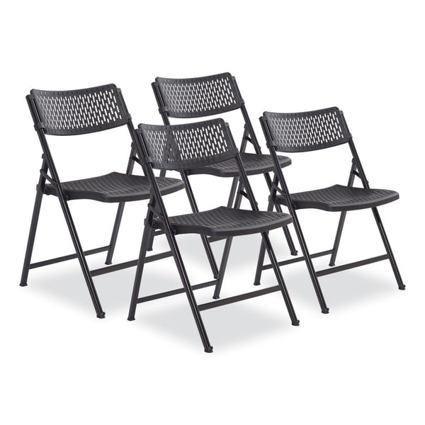 NPS® AirFlex Series Premium Poly Folding Chair, Supports 1000 lb, 17.25" Seat Ht, Black Seat/Back/Base, 4/CT,Ships in 1-3 Bus Days (NPS1410) Case of 4