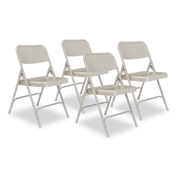 NPS® 200 Series Premium All-Steel Double Hinge Folding Chair, Supports 500 lb, 17.25" Seat Ht, Gray, 4/CT, Ships in 1-3 Bus Days (NPS202)