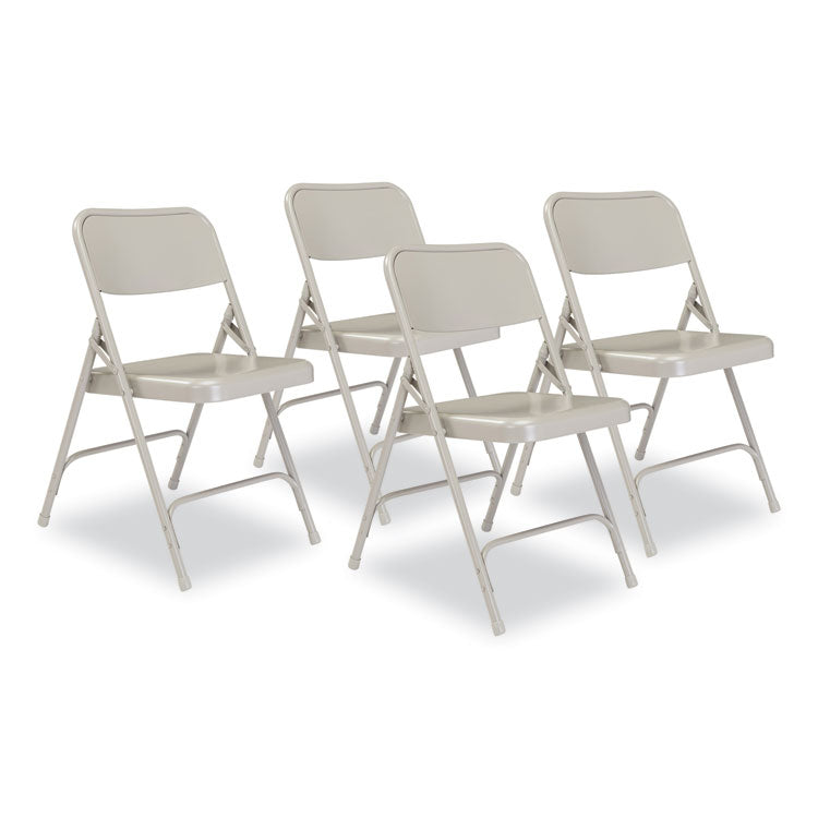 NPS® 200 Series Premium All-Steel Double Hinge Folding Chair, Supports 500 lb, 17.25" Seat Ht, Gray, 4/CT, Ships in 1-3 Bus Days (NPS202) Case of 4