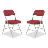 NPS® 3200 Series Premium Fabric Dual-Hinge Folding Chair, Supports 300lb, Burgundy Seat/Back, Gray Base,2/CT,Ships in 1-3 Bus Days (NPS3218) Case of 2