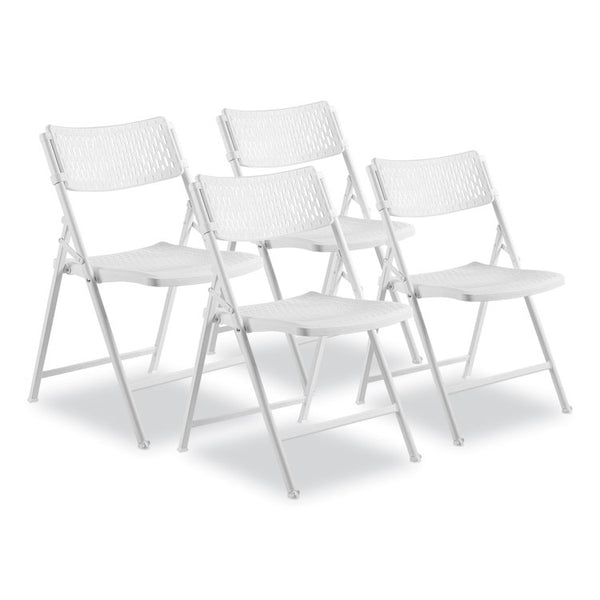 NPS® AirFlex Series Premium Poly Folding Chair, Supports 1000 lb, 17.25" Seat Ht, White Seat/Back/Base, 4/CT,Ships in 1-3 Bus Days (NPS1421) Case of 4