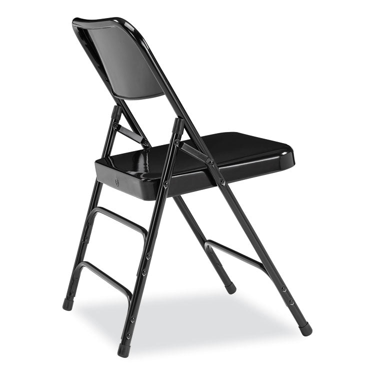 NPS® 300 Series Deluxe All-Steel Triple Brace Folding Chair, Supports 480 lb, 17.25" Seat Ht, Black, 4/CT, Ships in 1-3 Bus Days (NPS310) Case of 4