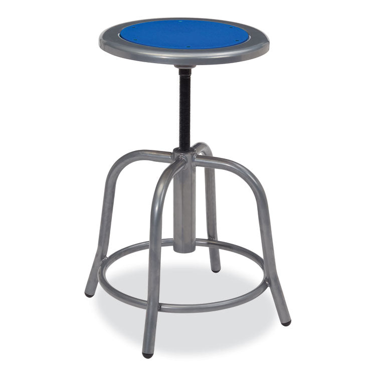 NPS® 6800 Series Height Adj Metal Seat Stool, Supports 300 lb, 18"-24" Seat Ht, Persian Blue Seat/Gray Base, Ships in 1-3 Bus Days (NPS682502) Each