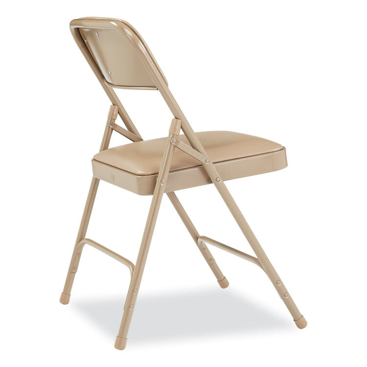 NPS® 1200 Series Premium Vinyl Dual-Hinge Folding Chair, Supports 500 lb, 17.75" Seat Ht, French Beige, 4/CT,Ships in 1-3 Bus Days (NPS1201) Pack of 4