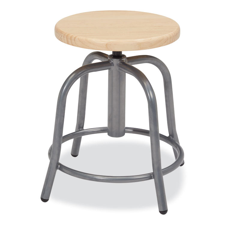 NPS® 6800 Series Height Adj Wood Seat Swivel Stool, Supports 300 lb, 19"-25" Seat Ht, Maple Seat, Gray Base, Ships in 1-3 Bus Days (NPS6800W02) Each