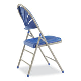 NPS® 1100 Series Deluxe Fan-Back Tri-Brace Folding Chair, Supports 500 lb, Blue Seat/Back, Gray Base, 4/CT,Ships in 1-3 Bus Days (NPS1105) Case of 4