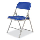 NPS® 800 Series Premium Plastic Folding Chair, Supports 500 lb, 18" Seat Ht, Blue Seat/Back, Gray Base, 4/CT,Ships in 1-3 Bus Days (NPS805) Pack of 4