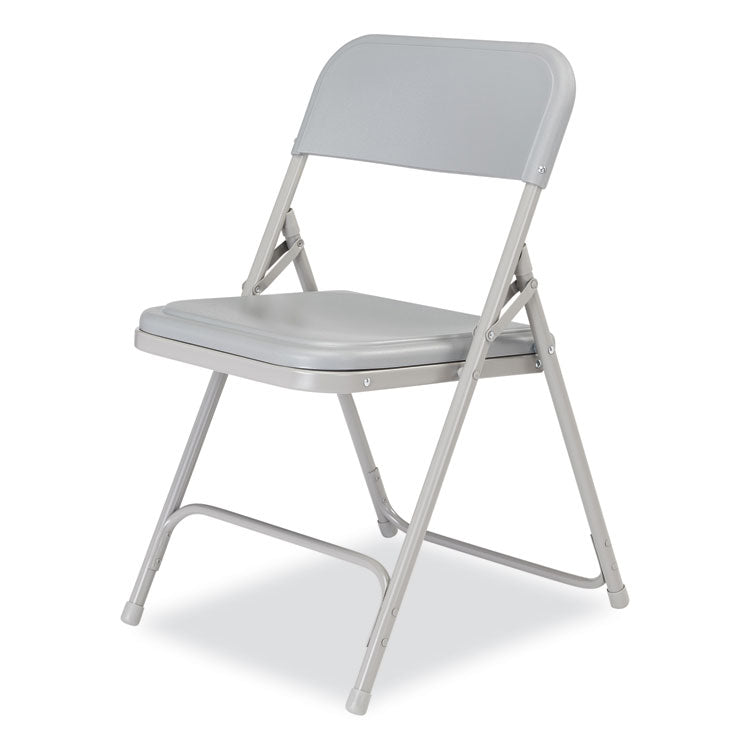 NPS® 800 Series Premium Plastic Folding Chair, Supports 500 lb, 18" Seat Ht, Gray Seat/Back, Gray Base, 4/CT,Ships in 1-3 Bus Days (NPS802) Case of 4