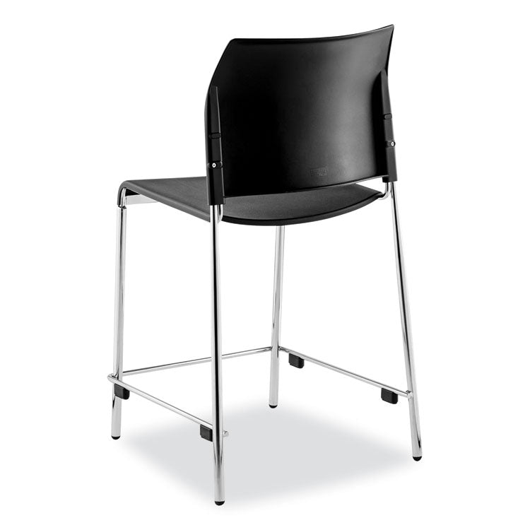 NPS® Cafetorium Counter Height Stool, Supports Up to 300 lb, 24" Seat Height, Black Seat/Back, Chrome Base, Ships in 1-3 Bus Days (NPS8810C1110) Each