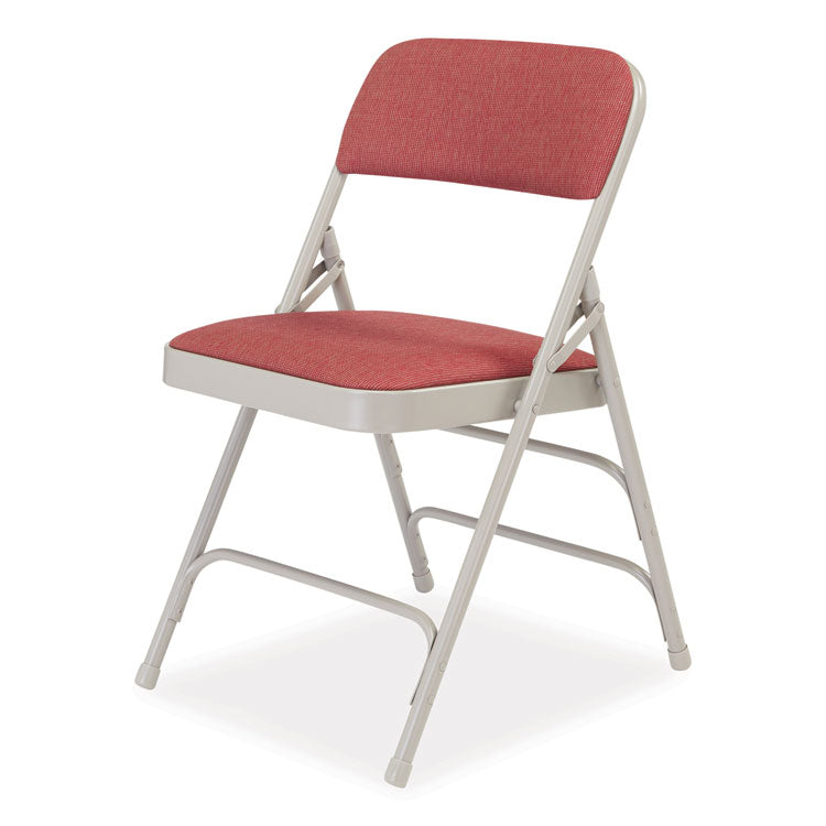 NPS® 2300 Series Fabric Upholstered Tri-Brace Folding Chair,Supports 500lb,Cabernet Seat/Back,Gray Base,4/CT,Ships in 1-3 Bus Days (NPS2308) Case of 4